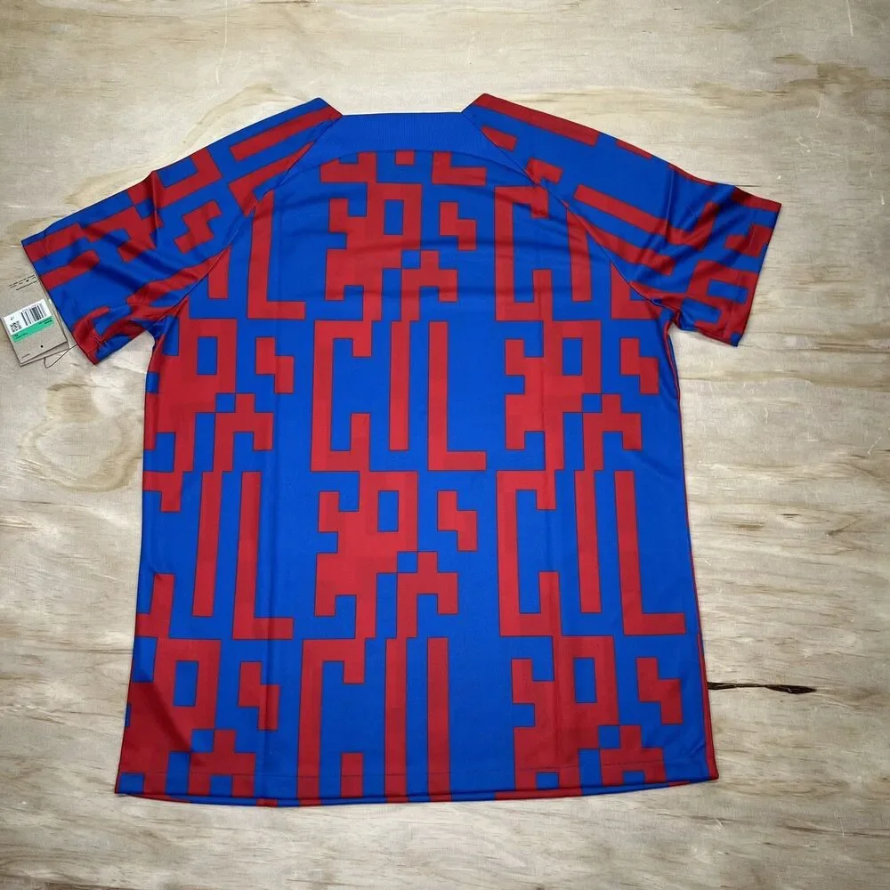 NEW XL Barcelona FC Nike 2022/23 Pre-Match Short Sleeve Top Mens Blue